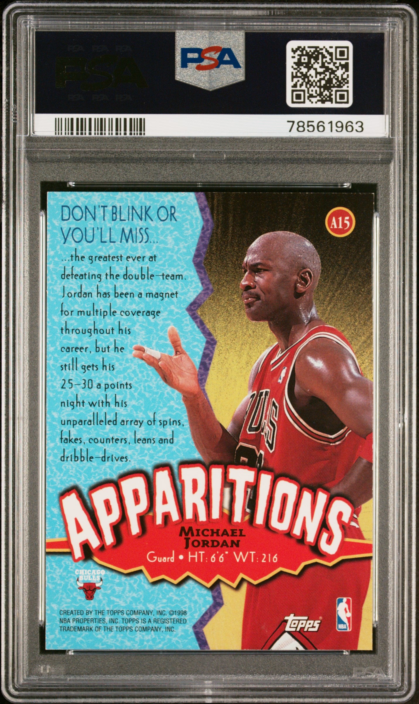 1998 Topps Apparitions Michael Jordan #A15 PSA 8