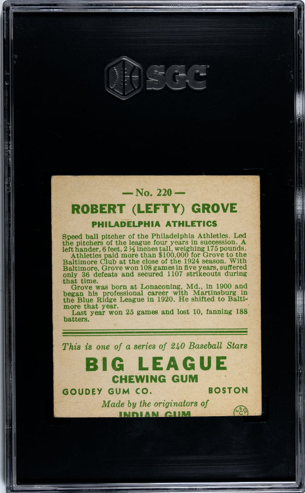 1933 Goudey Lefty Grove #220 SGC A