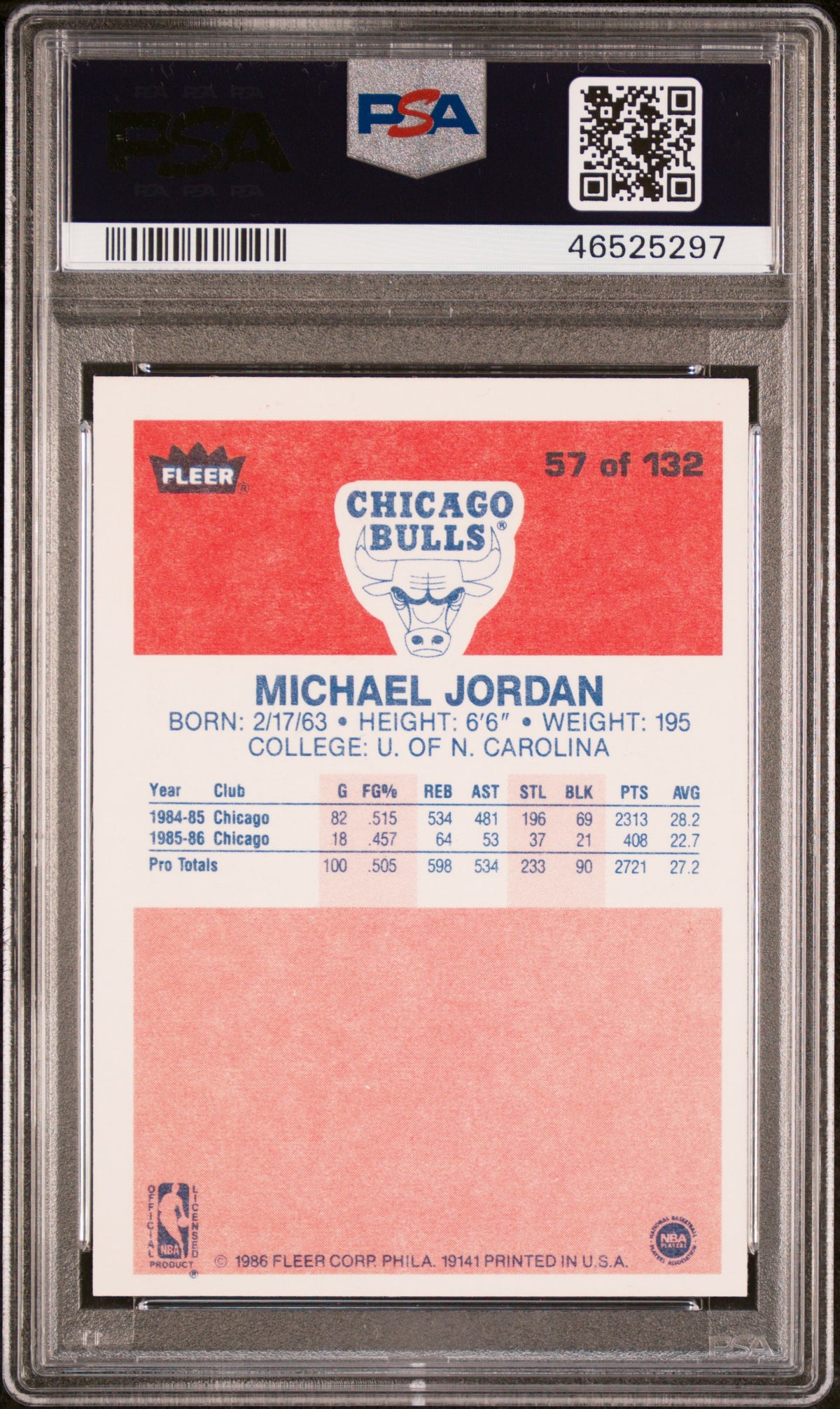 1986 Fleer Michael Jordan #57 PSA 8