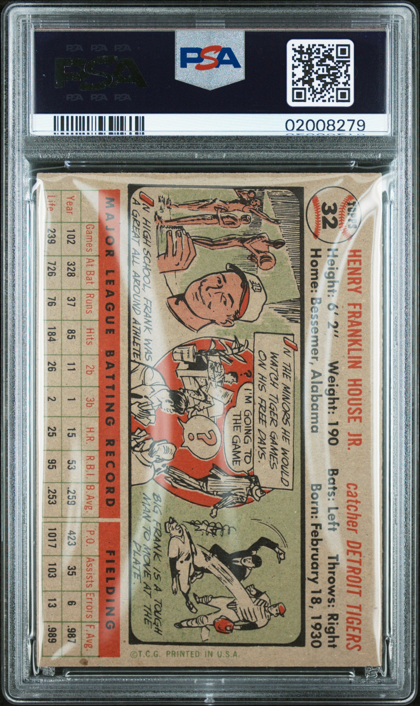 1956 Topps Frank House #32 Gray Back PSA 8