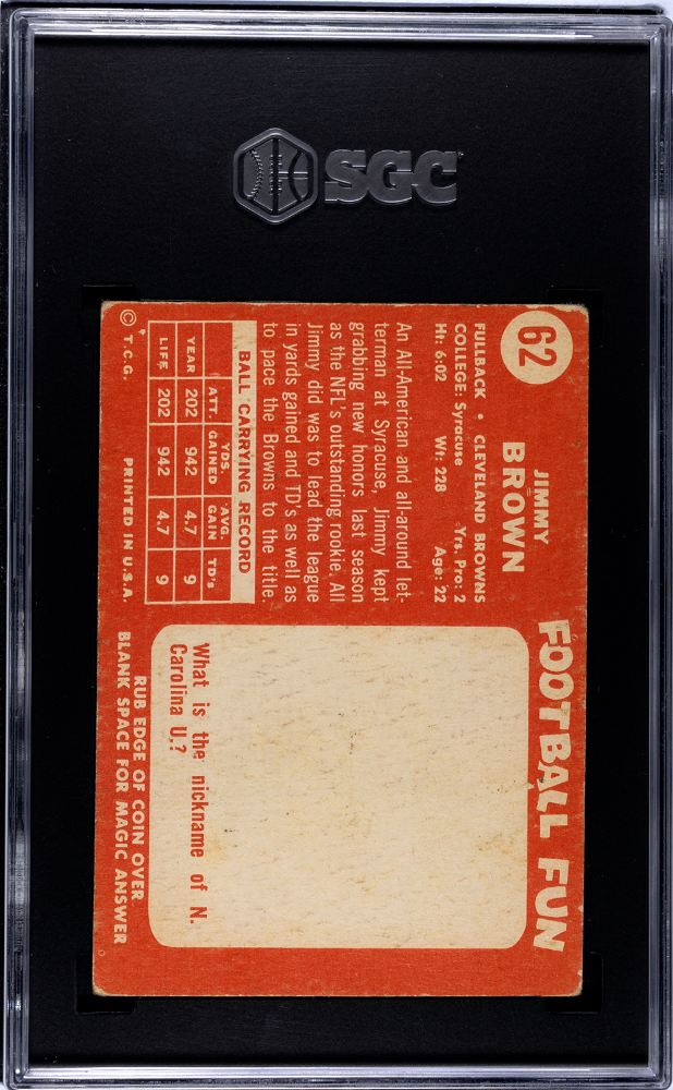 1958 Topps Jimmy Brown #62 SGC 4