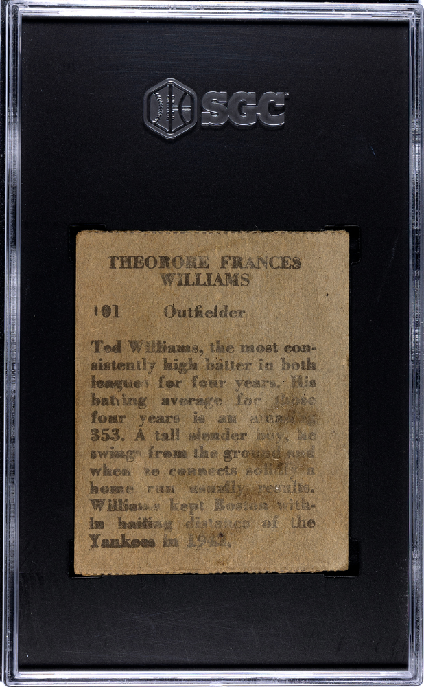 1949 M.P. & Co. Ted Williams #101 SGC 3