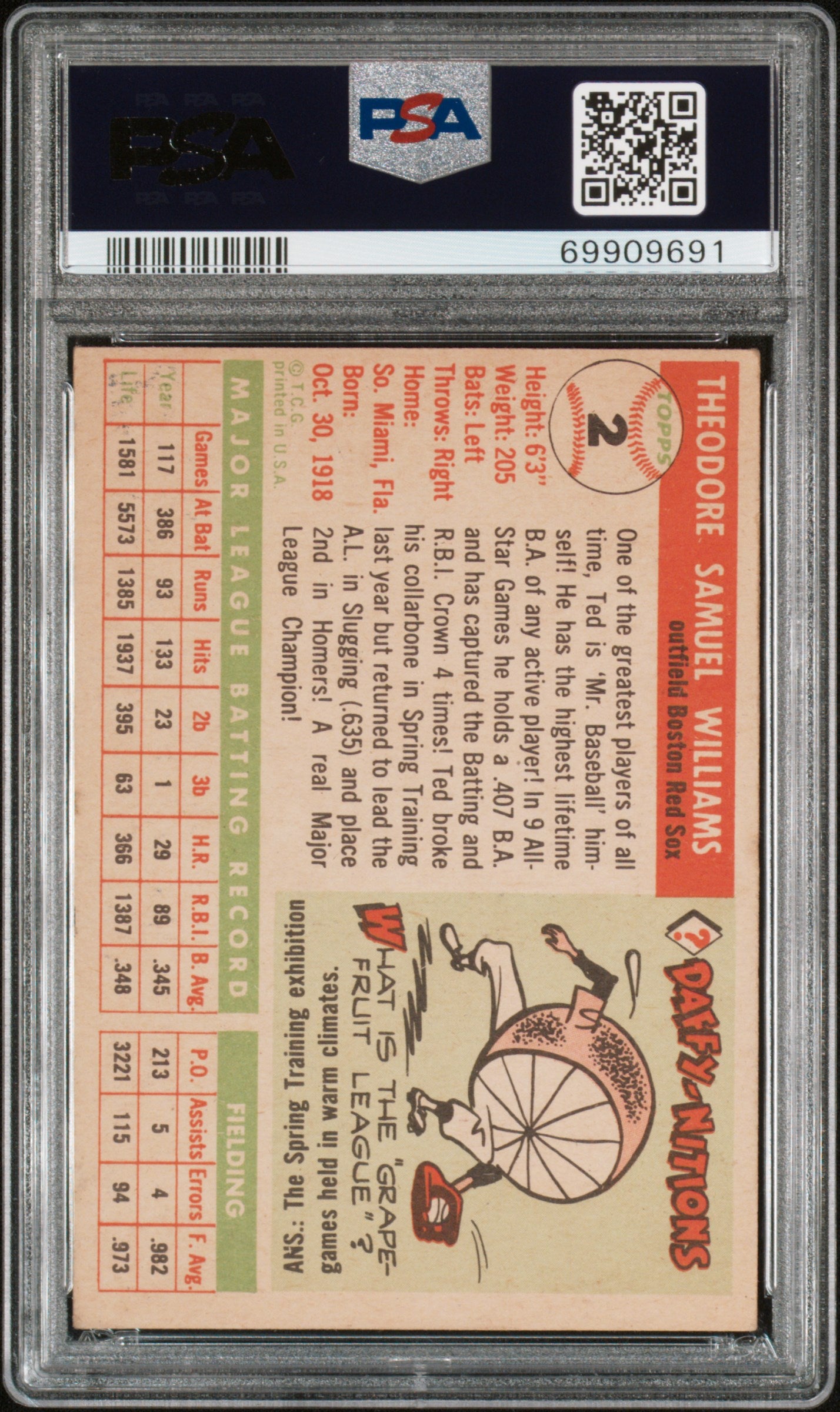 1955 Topps Ted Williams #2 PSA 4