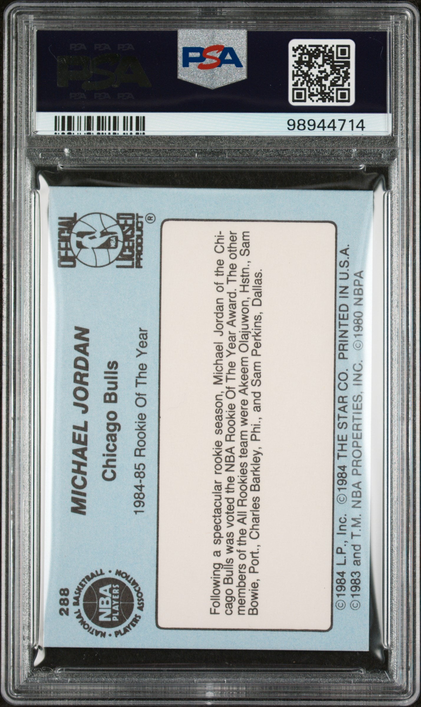 1984 Star Michael Jordan #288 PSA 6