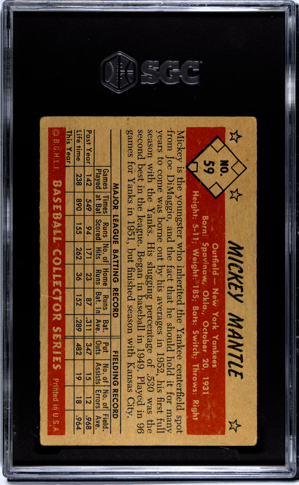 1953 Bowman Color Mickey Mantle #59 SGC 1