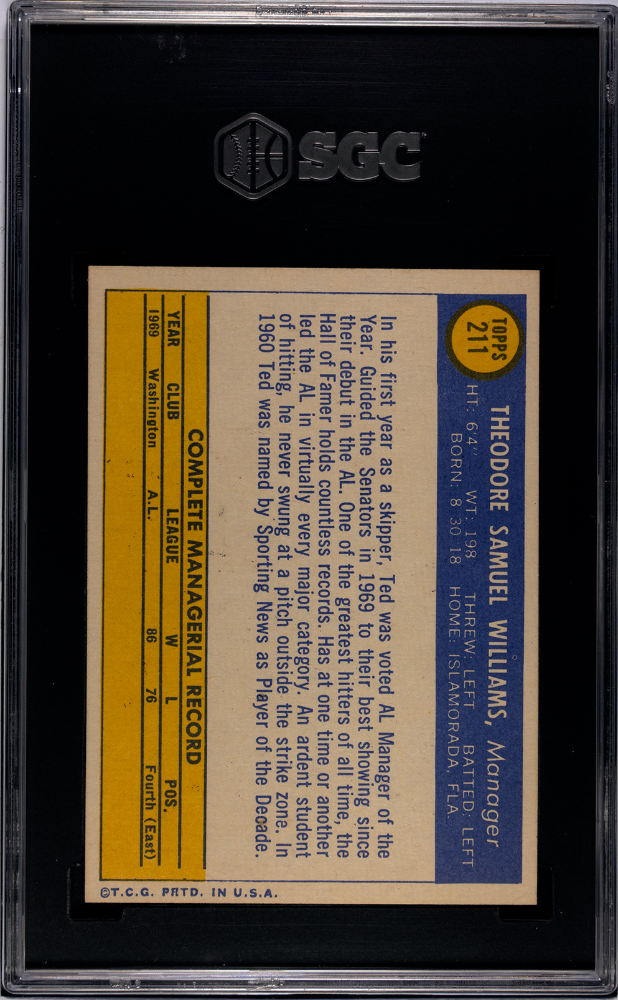 1970 Topps Ted Williams #211 SGC 7.5