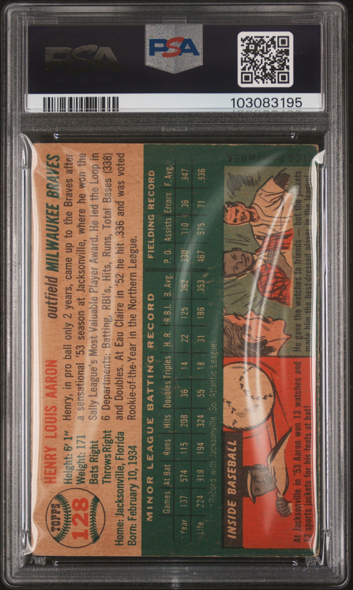 1954 Topps Henry Aaron #128 PSA 1.5