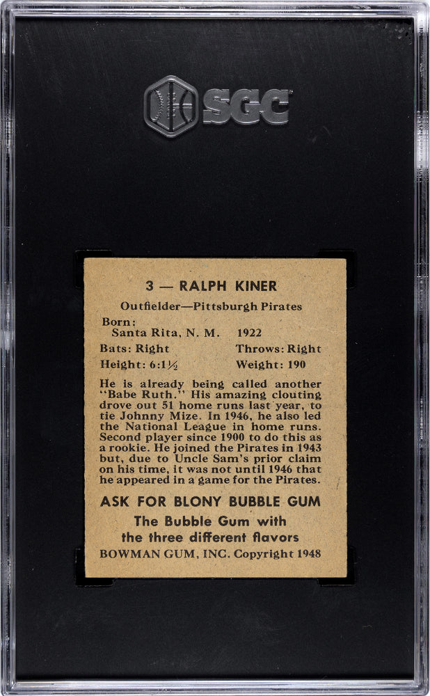 1948 Bowman Ralph Kiner #3 SGC 2.5