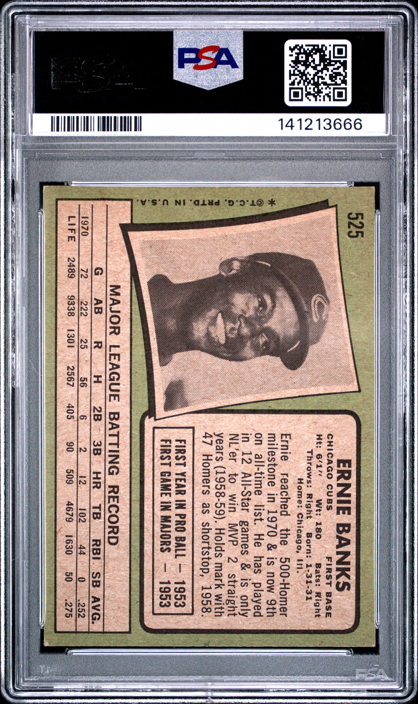 1971 Topps Ernie Banks #525 PSA 4