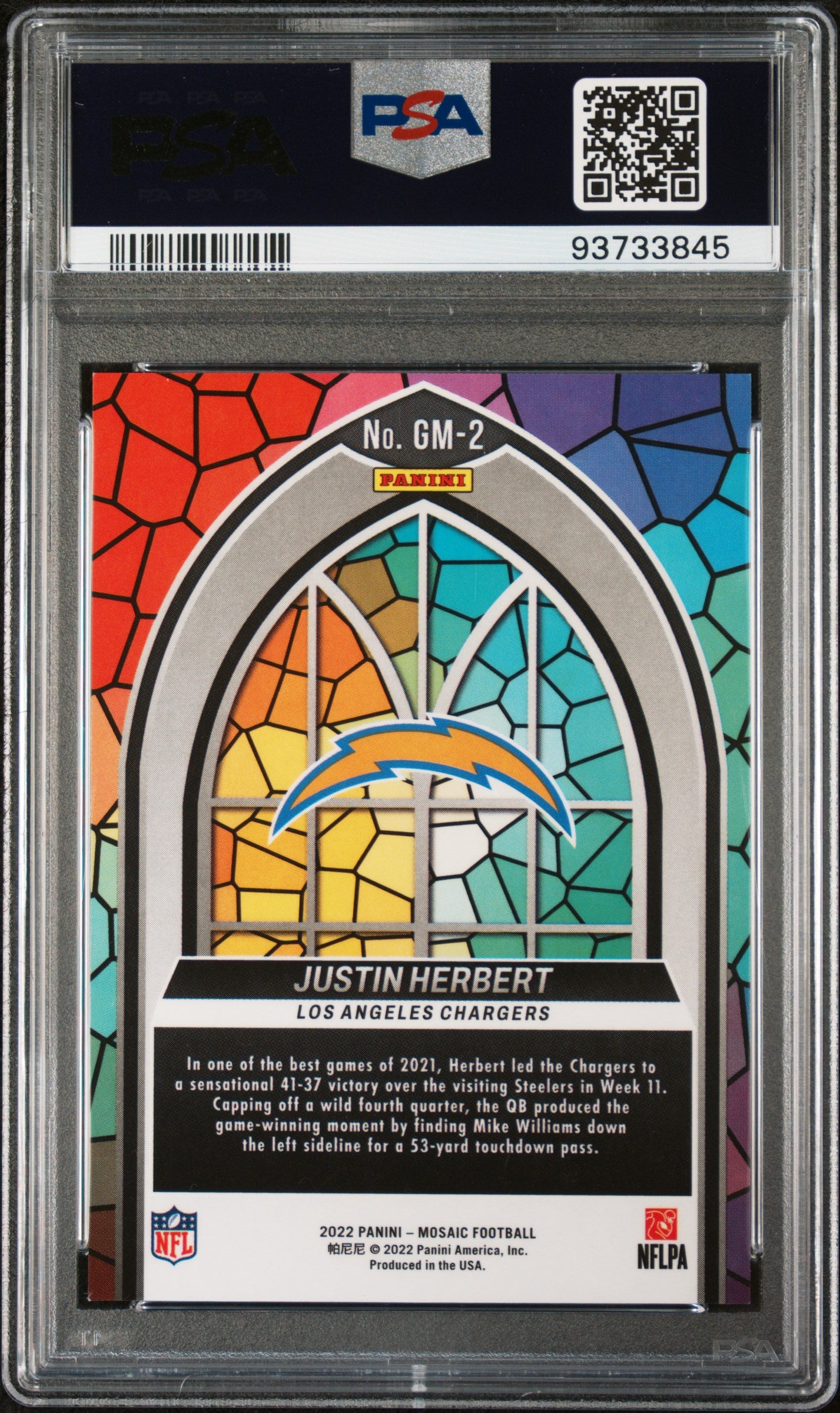2022 Panini Mosaic Glass Mosaic Justin Herbert #GM2 PSA 10