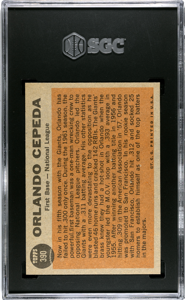 1962 Topps Orlando Cepeda #390 All Star SGC 9