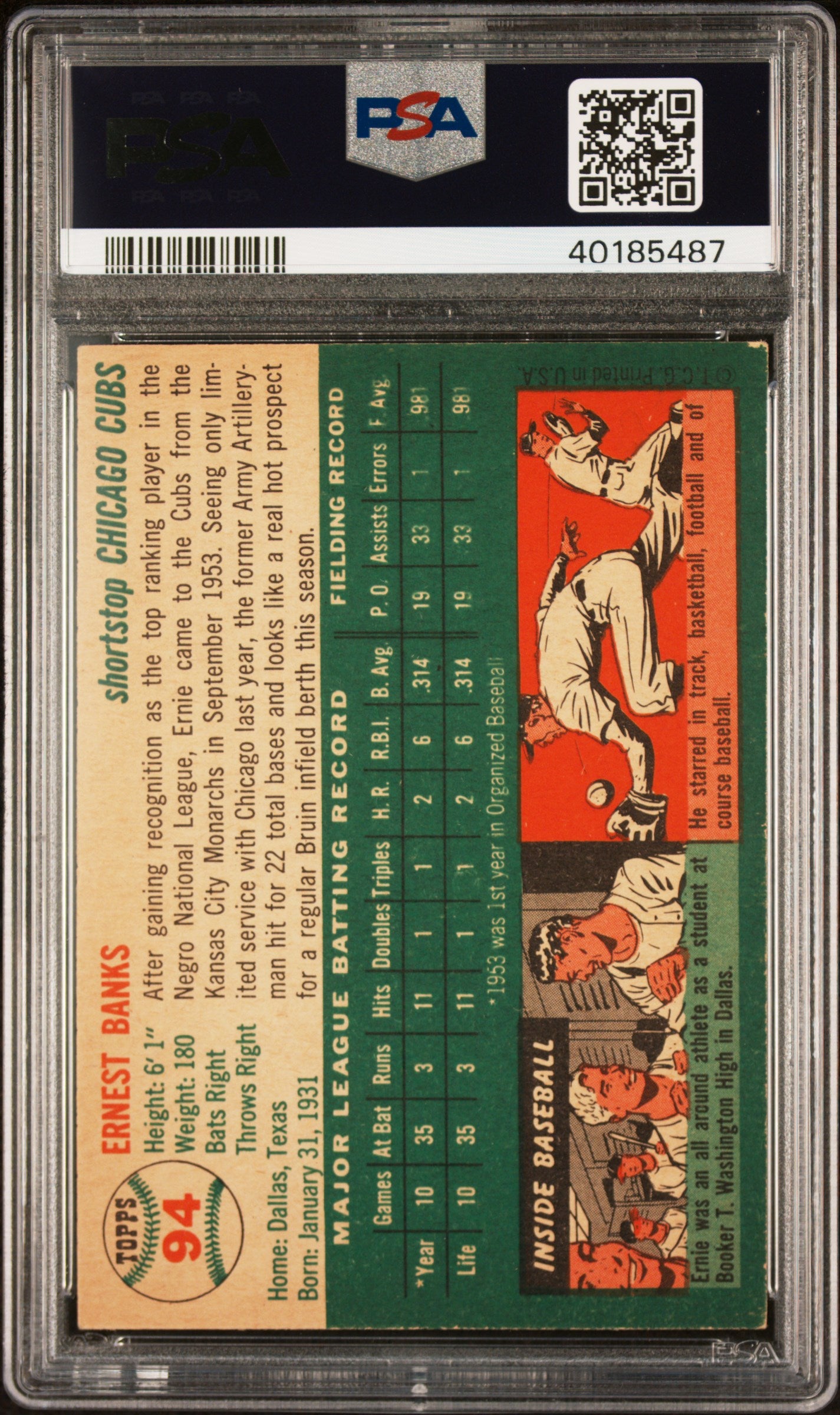 1954 Topps Ernie Banks #94 PSA 6
