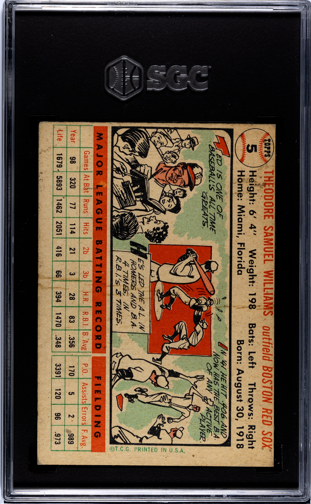 1956 Topps Ted Williams #5 White Back SGC A