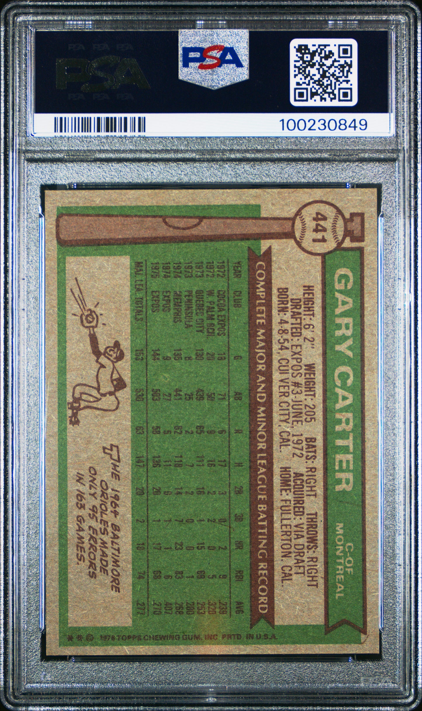 1976 Topps Gary Carter #441 All Star Rookie PSA 9