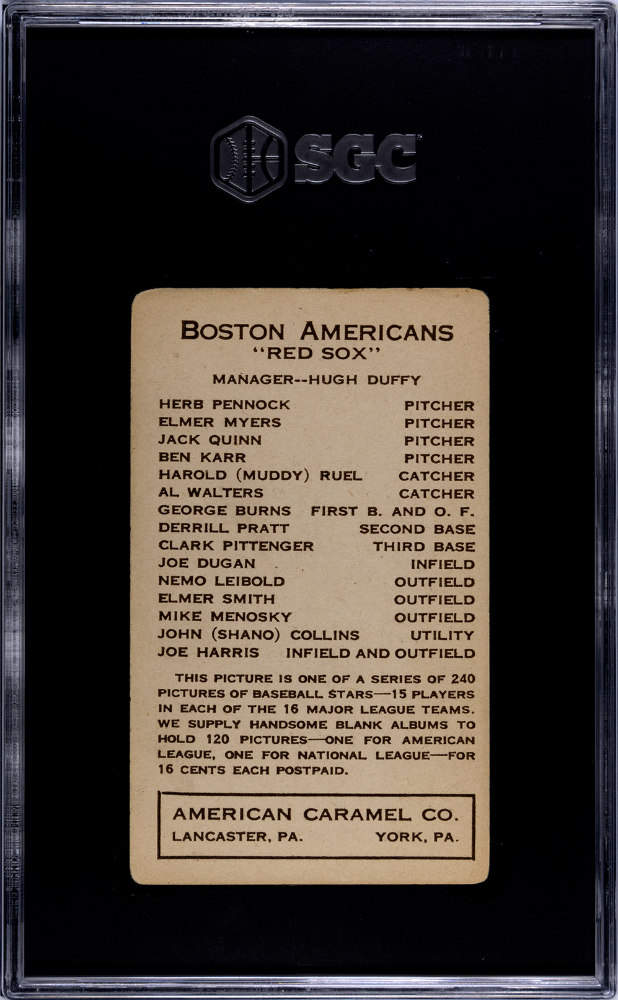 1922 American Caramel Co. (E120) Herb Pennock SGC 3