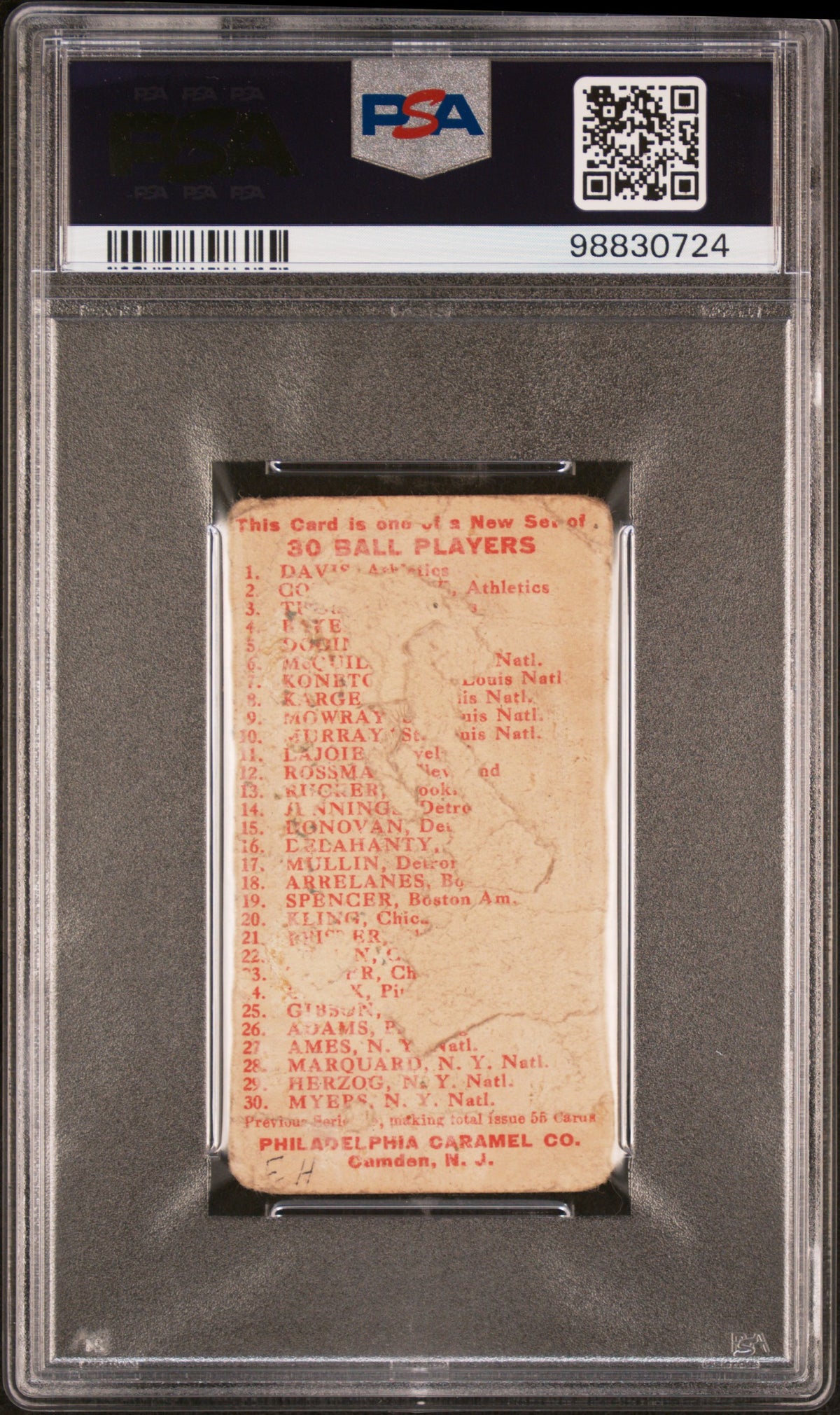 1910 E96 Philadelphia Caramel Red Murray PSA 1