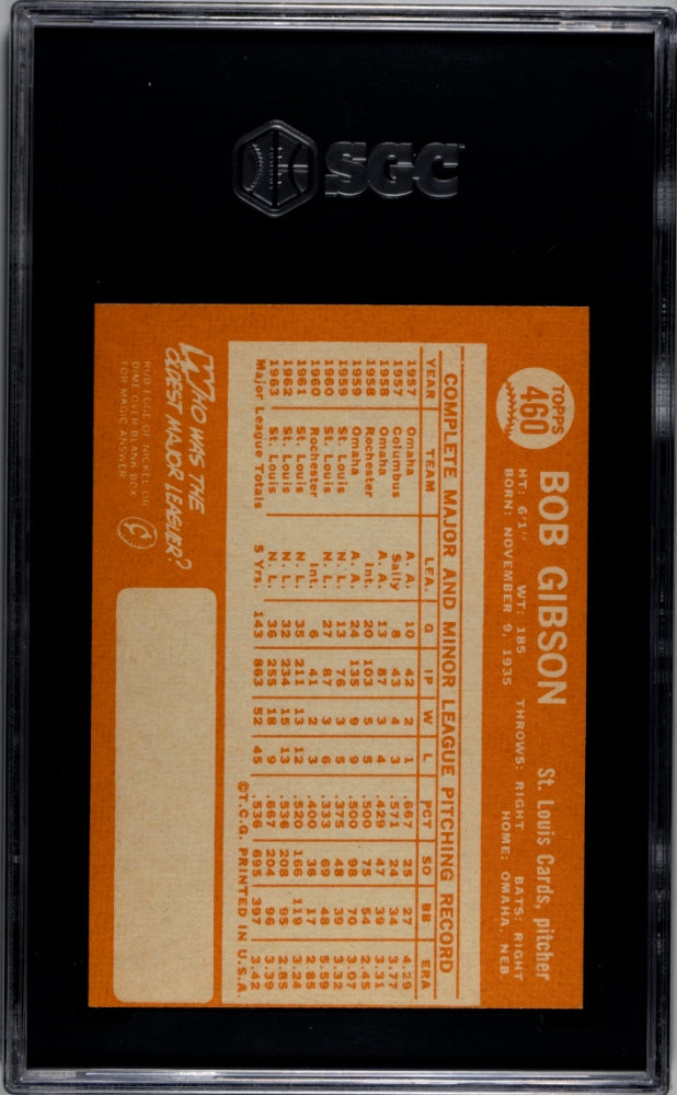 1964 Topps Bob Gibson #460 SGC 6