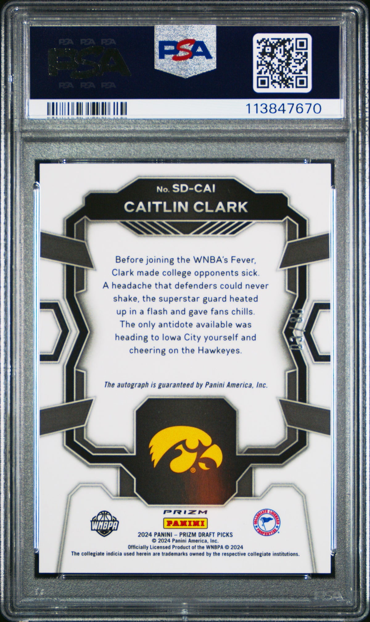 2024 Panini Prizm Draft Picks Signing Day Caitlin Clark #SDCAI Red Scope PSA 10