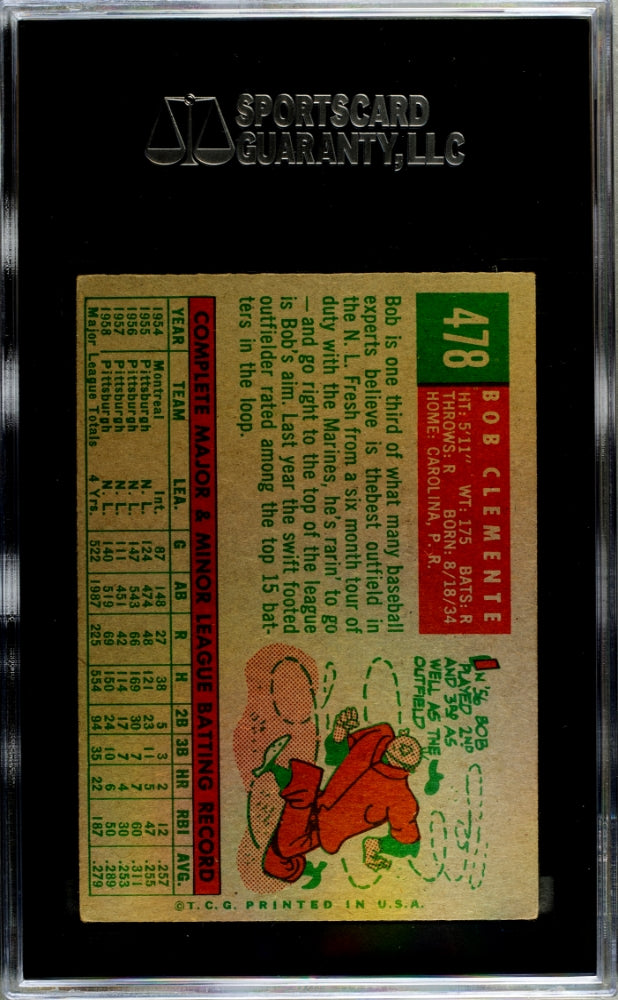 1959 Topps Bob Clemente #478 SGC 5