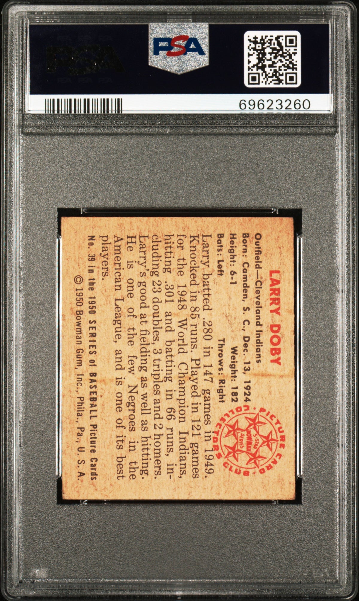 1950 Bowman Larry Doby #39 PSA 6