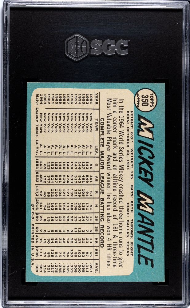 1965 Topps Mickey Mantle #350 SGC 6