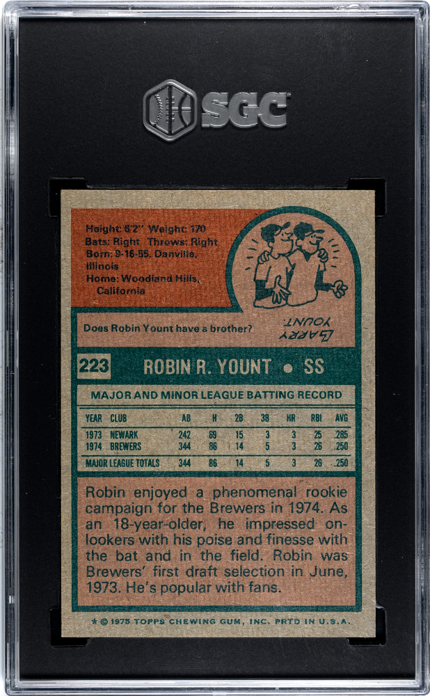 1975 Topps Robin Yount #223 SGC 7.5