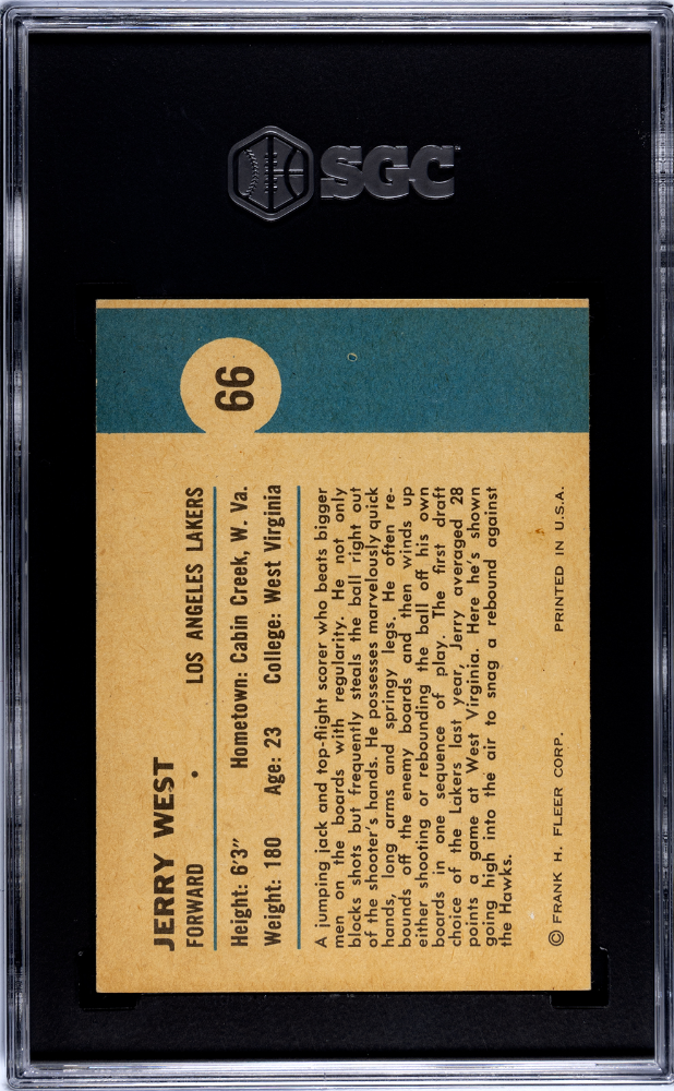 1961 Fleer Jerry West #66 Snags A Rebound SGC 4.5