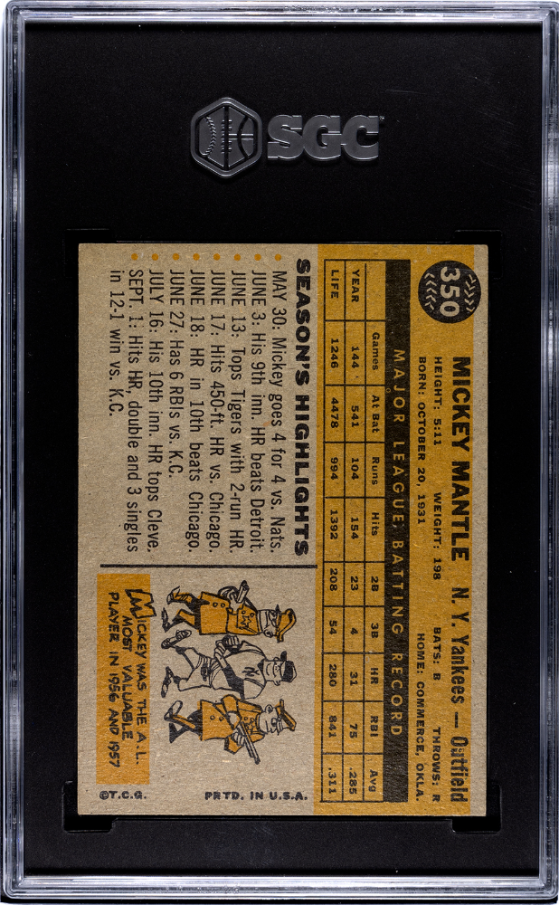 1960 Topps Mickey Mantle #350 SGC 5