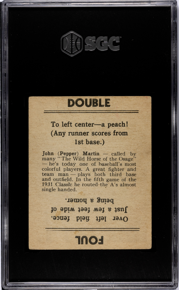 1936 Goudey (R314) Pepper Martin SGC 3