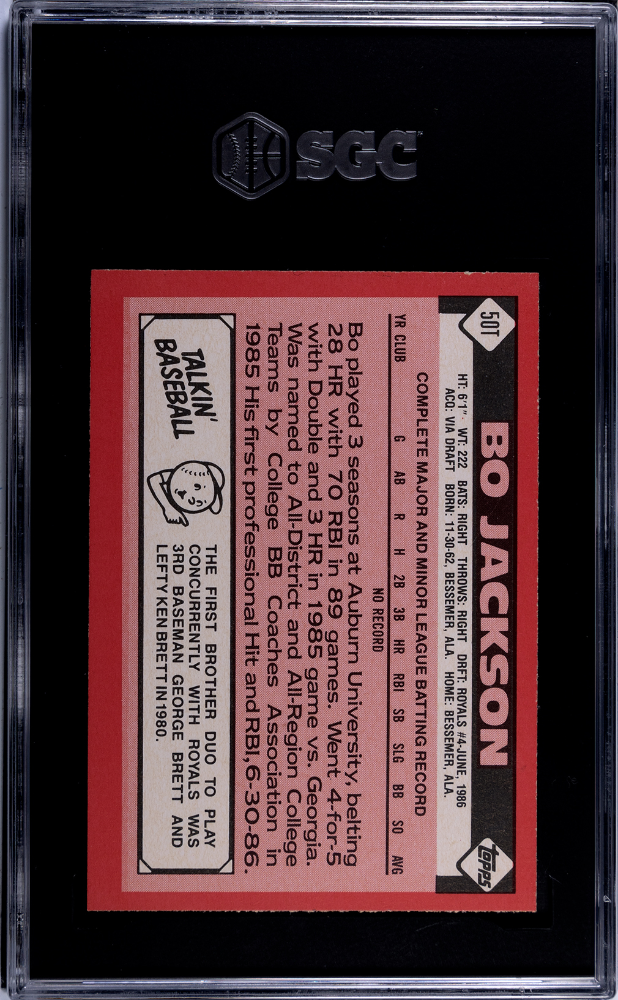 1986 Topps Traded Tiffany Bo Jackson #50T SGC 9.5
