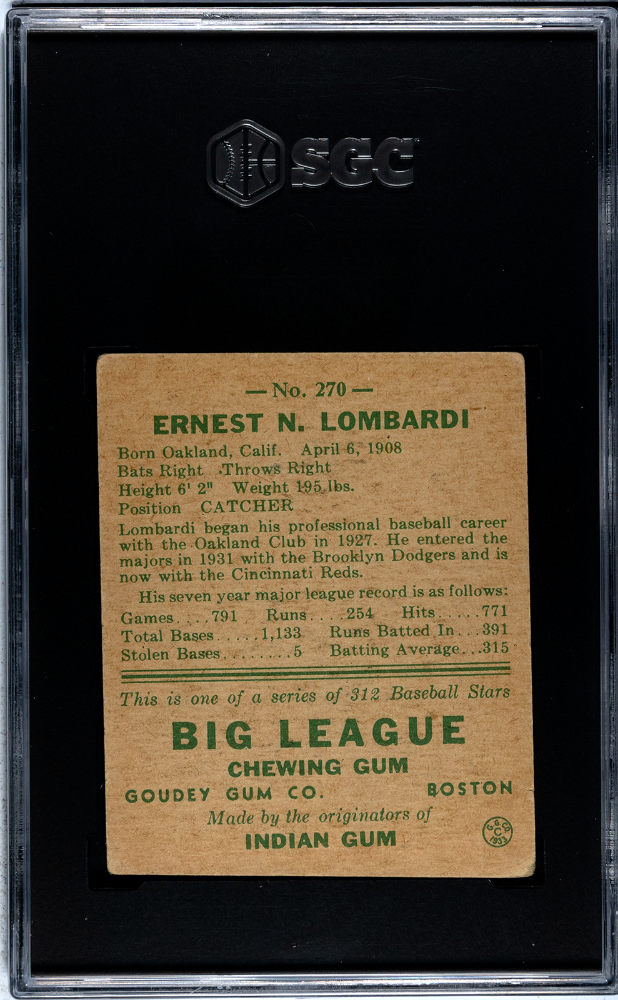 1938 Goudey Heads Up Ernie Lombardi #270 SGC 2