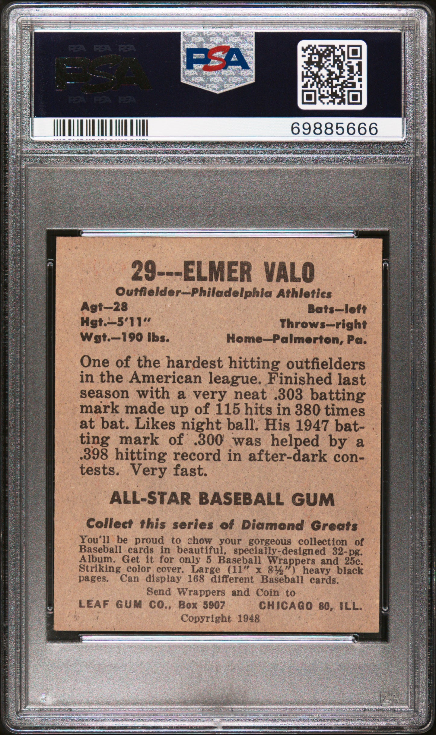 1948 Leaf Elmer Valo #29 PSA 6