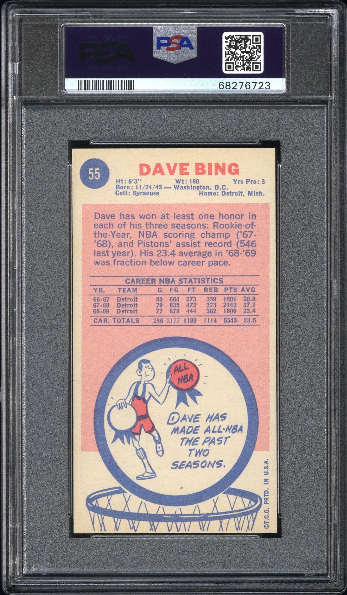 1969 Topps Dave Bing #55 PSA 8