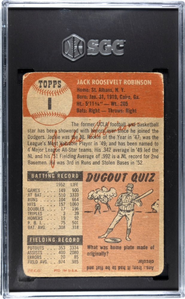 1953 Topps Jackie Robinson #1 SGC 1