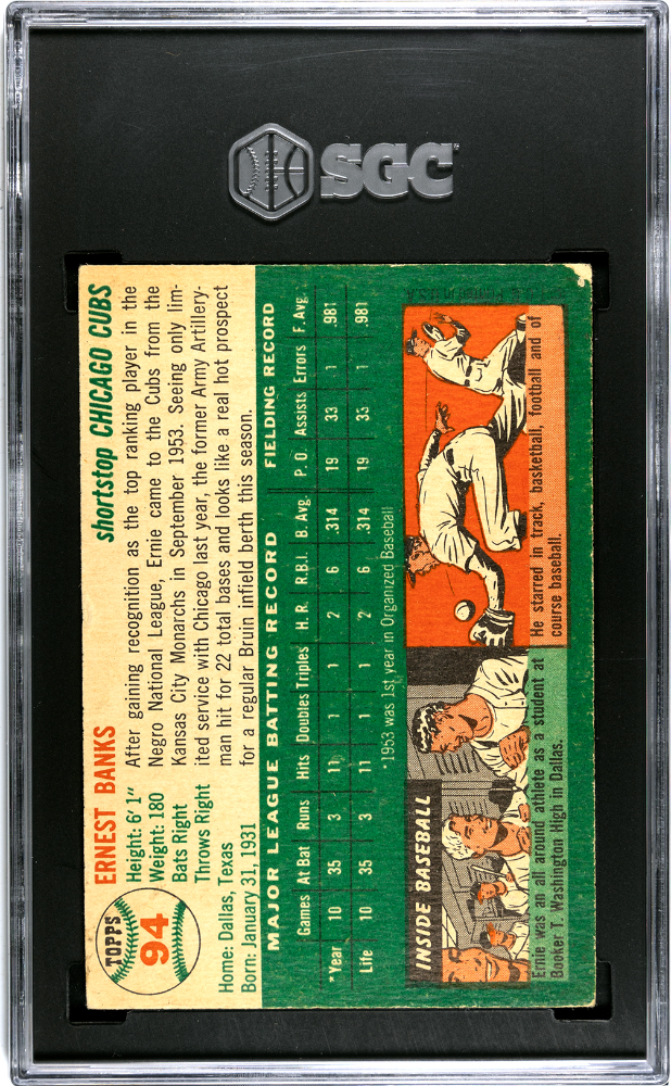 1954 Topps Ernie Banks #94 SGC 3