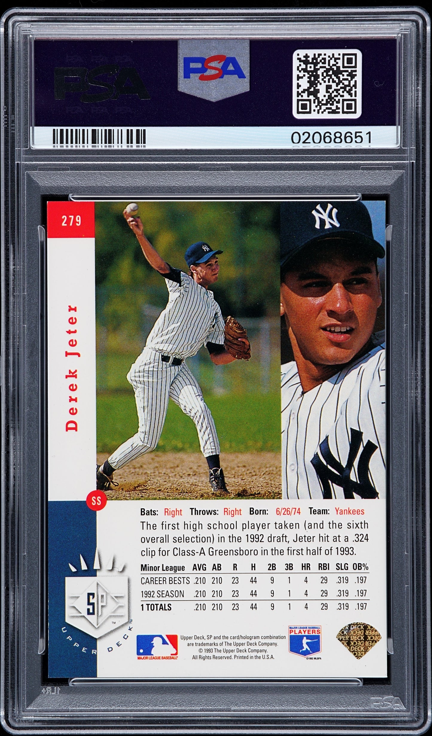 1993 SP Derek Jeter #279 Foil PSA 9