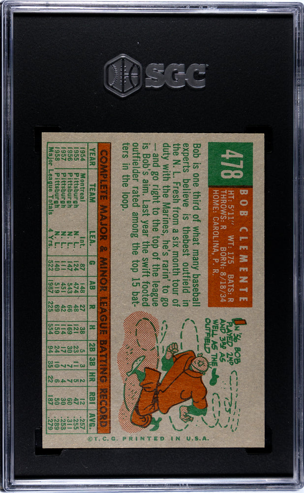 1959 Topps Bob Clemente #478 SGC 6.5