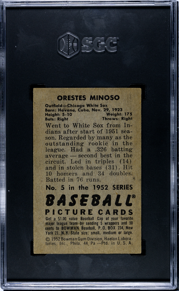 1952 Bowman Orestes Minoso #5 SGC 4