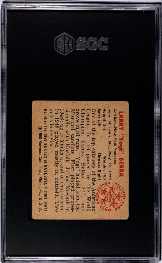 1950 Bowman Yogi Berra #46 SGC 2.5