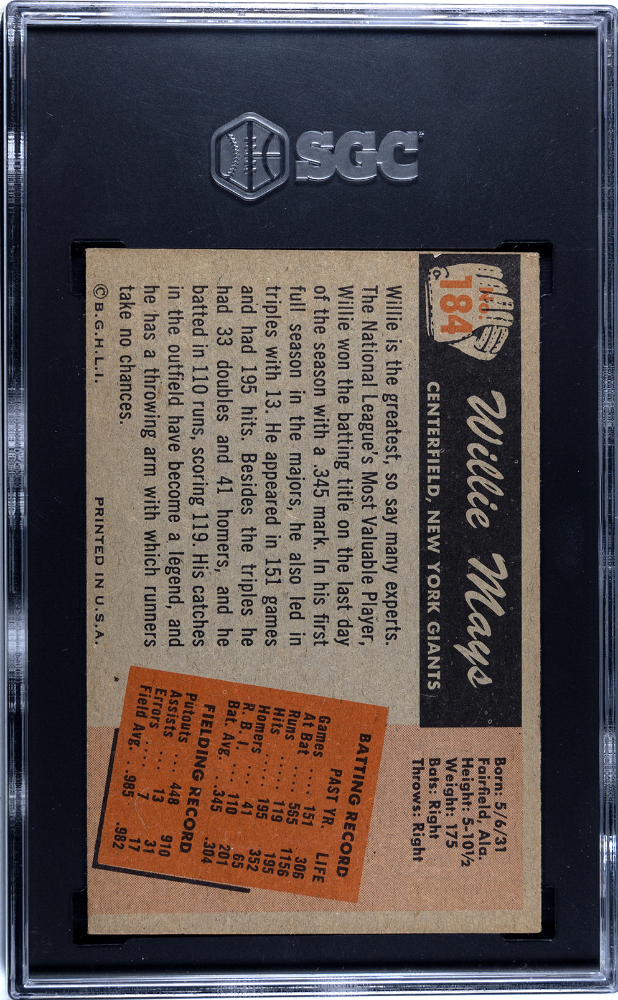 1955 Bowman Willie Mays #184 SGC 4.5