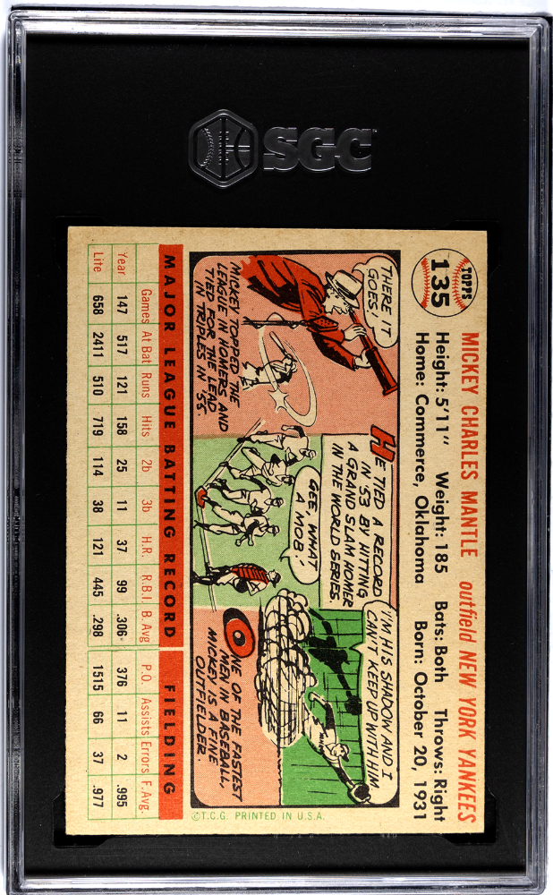 1956 Topps Mickey Mantle #135 White Back SGC 4.5