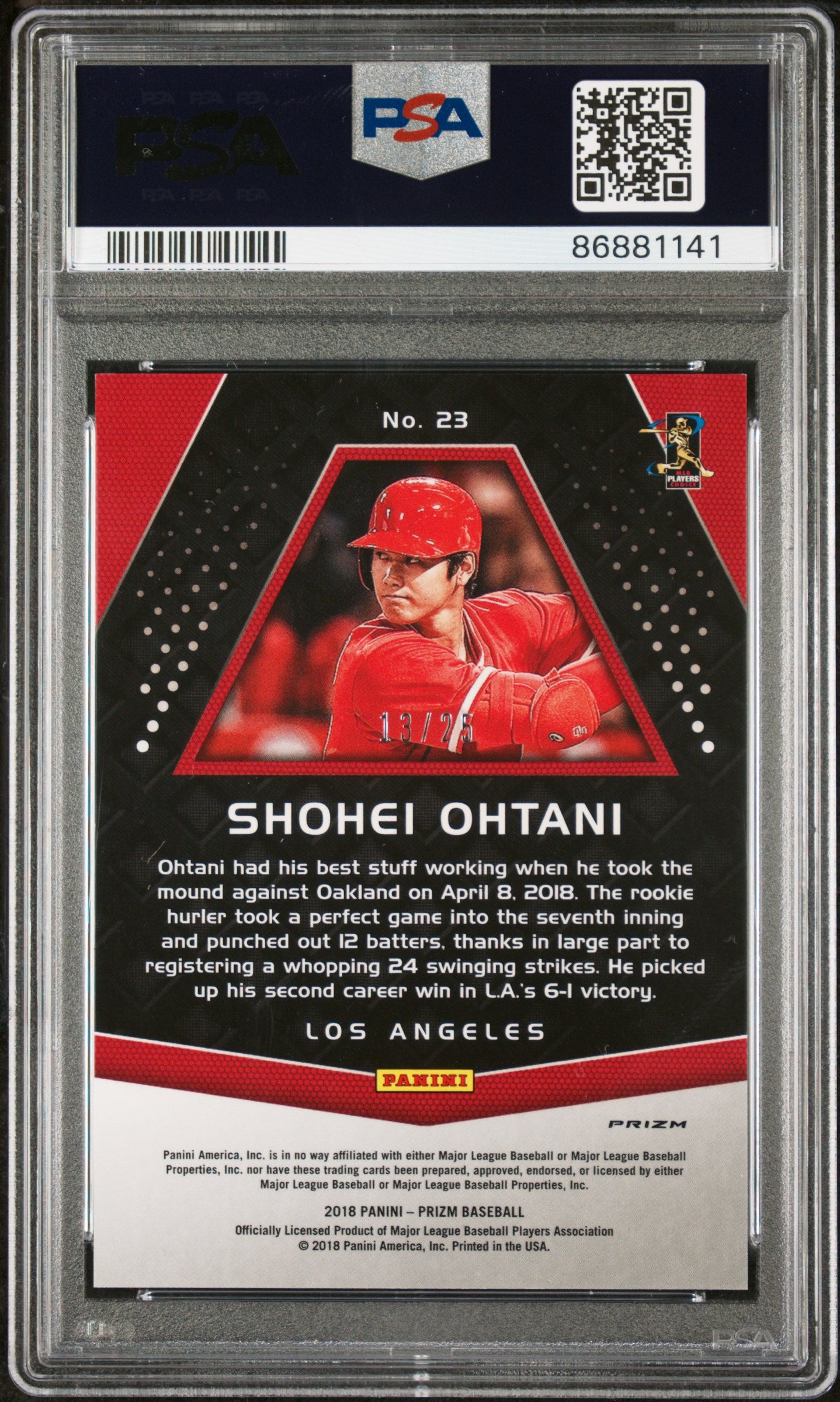 2018 Panini Chronicles Prizm Shohei Ohtani #23 Pink PSA 10