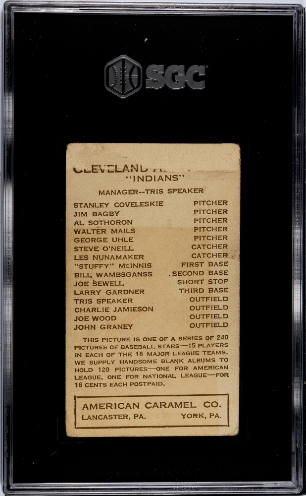 1922 American Caramel Co. (E120) Stan Coveleskie SGC 1