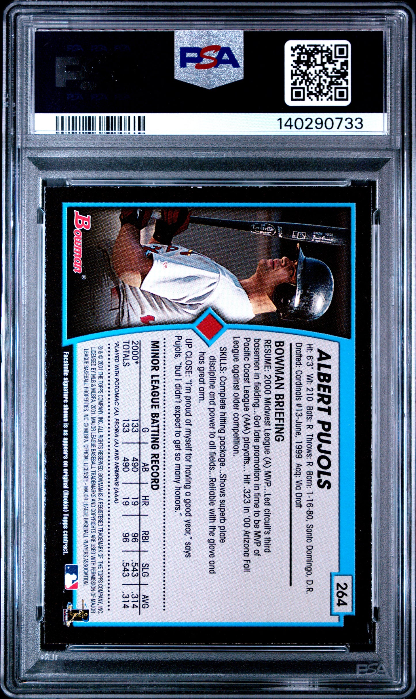 2001 Bowman Albert Pujols #264 PSA 8