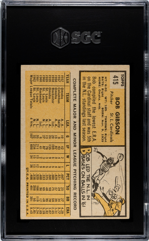 1963 Topps Bob Gibson #415 SGC 5