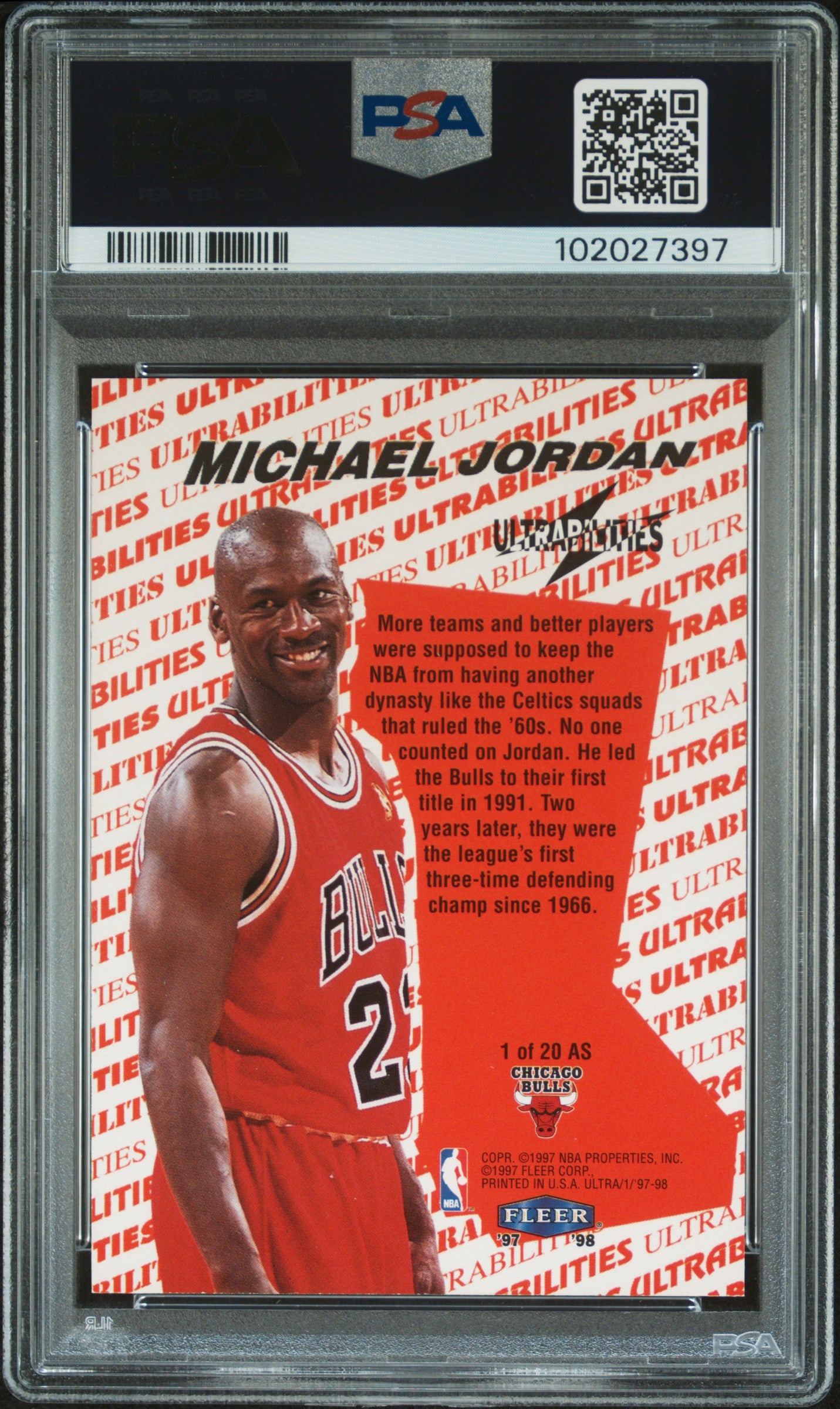 1997 Ultra Ultrabilities Michael Jordan #1 All Star PSA 9