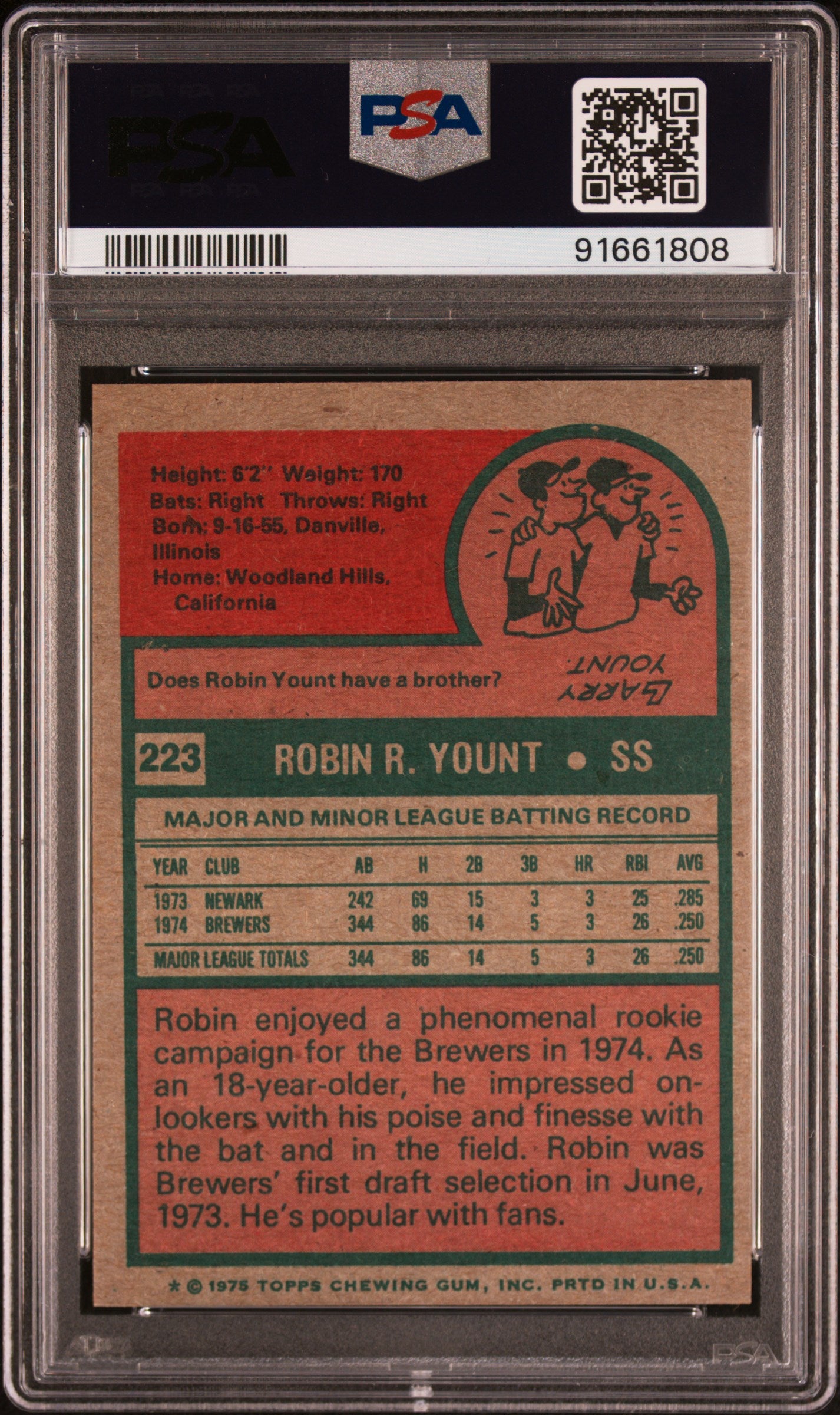 1975 Topps Robin Yount #223 PSA 6