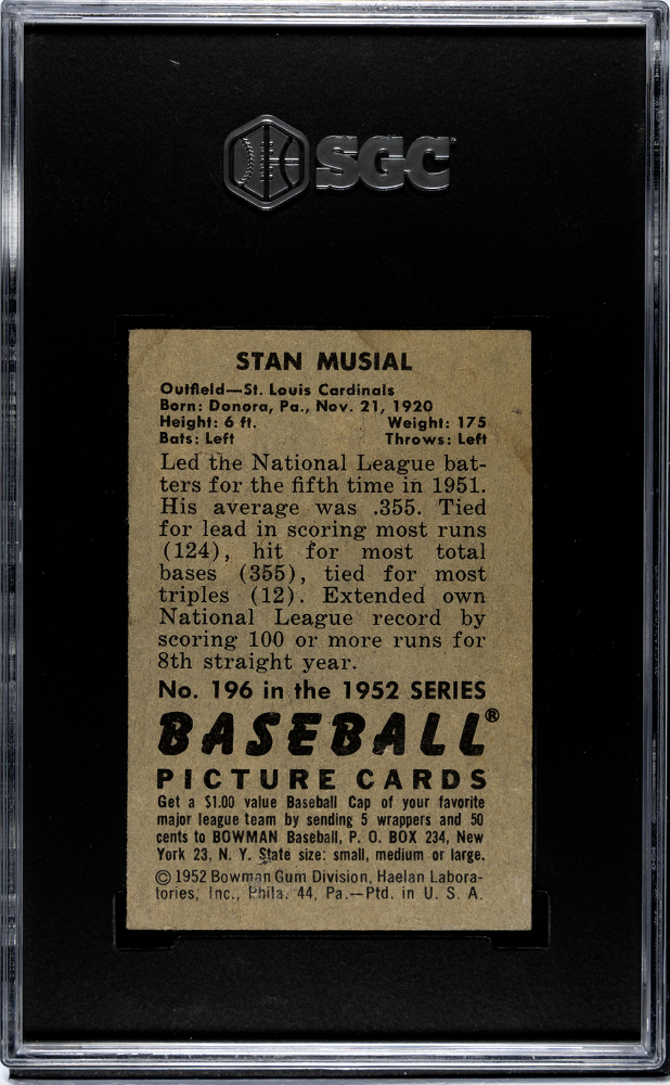1952 Bowman Stan Musial #196 SGC A