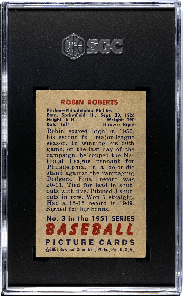 1951 Bowman Robin Roberts #3 SGC 5