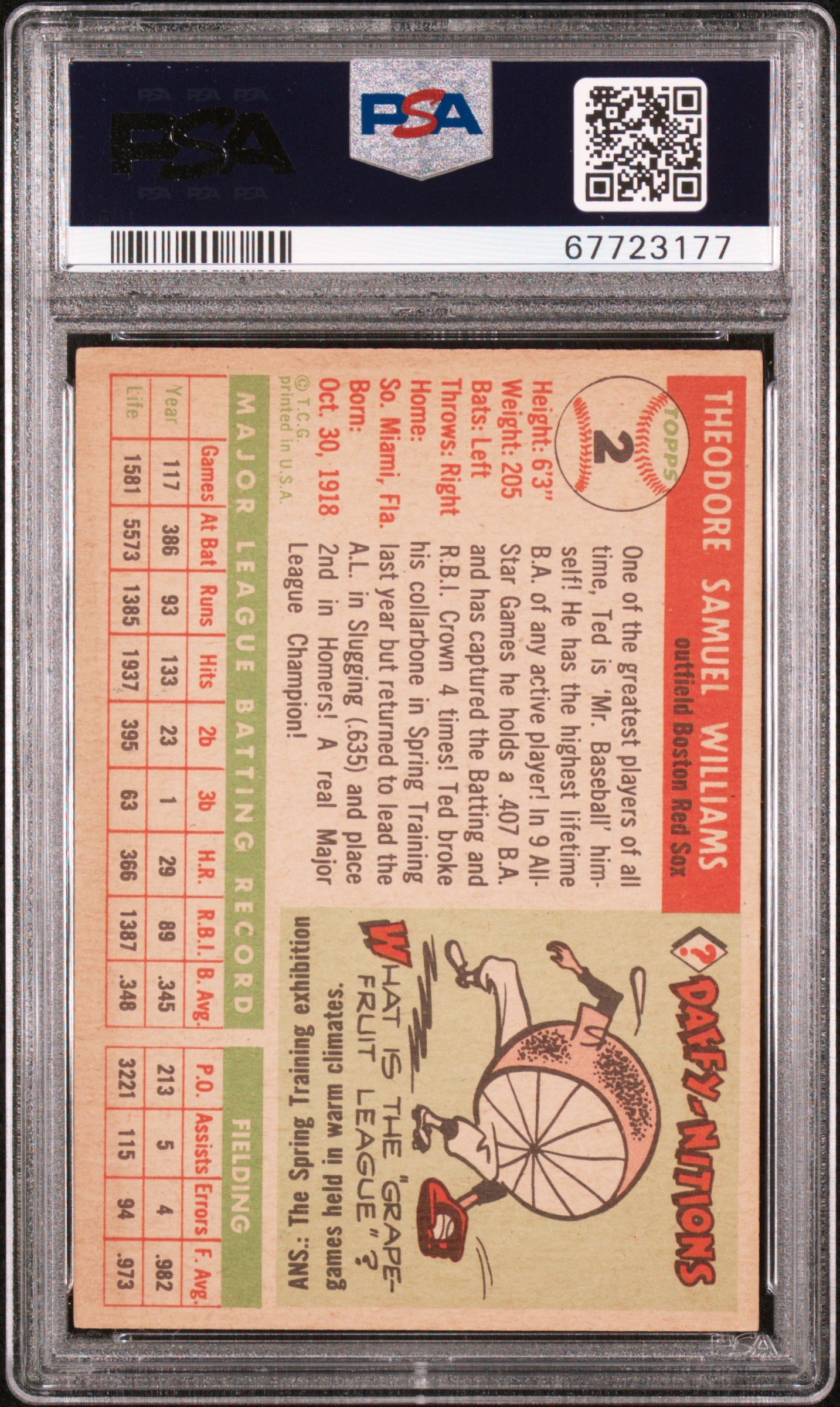 1955 Topps Ted Williams #2 PSA 5